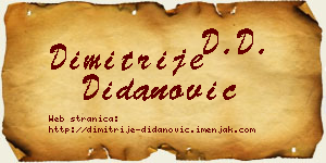 Dimitrije Didanović vizit kartica